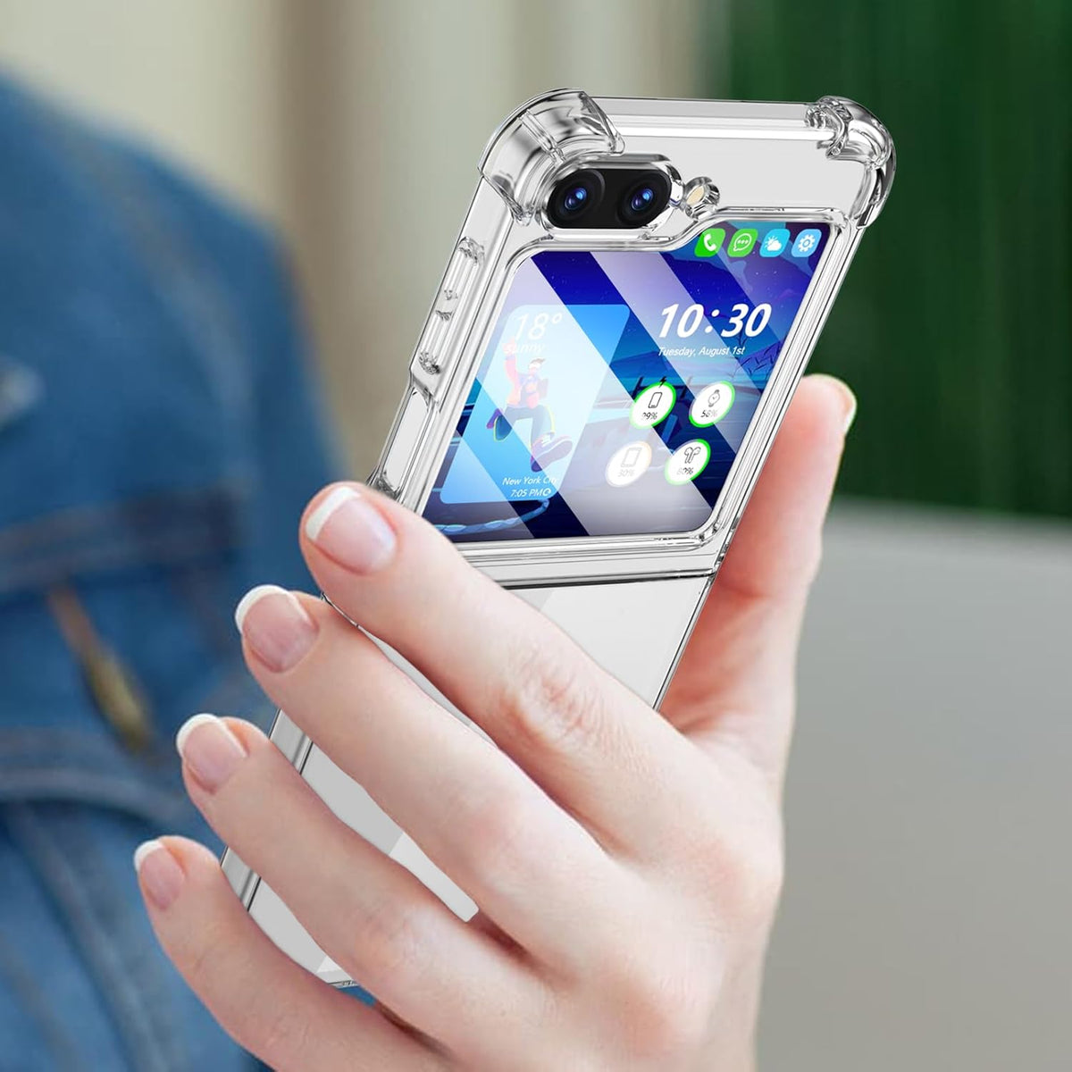 Samsung Galaxy Z Flip 6 Hoesje - Transparant - Anti-Shock Back Cover met Buckle Aansluiting