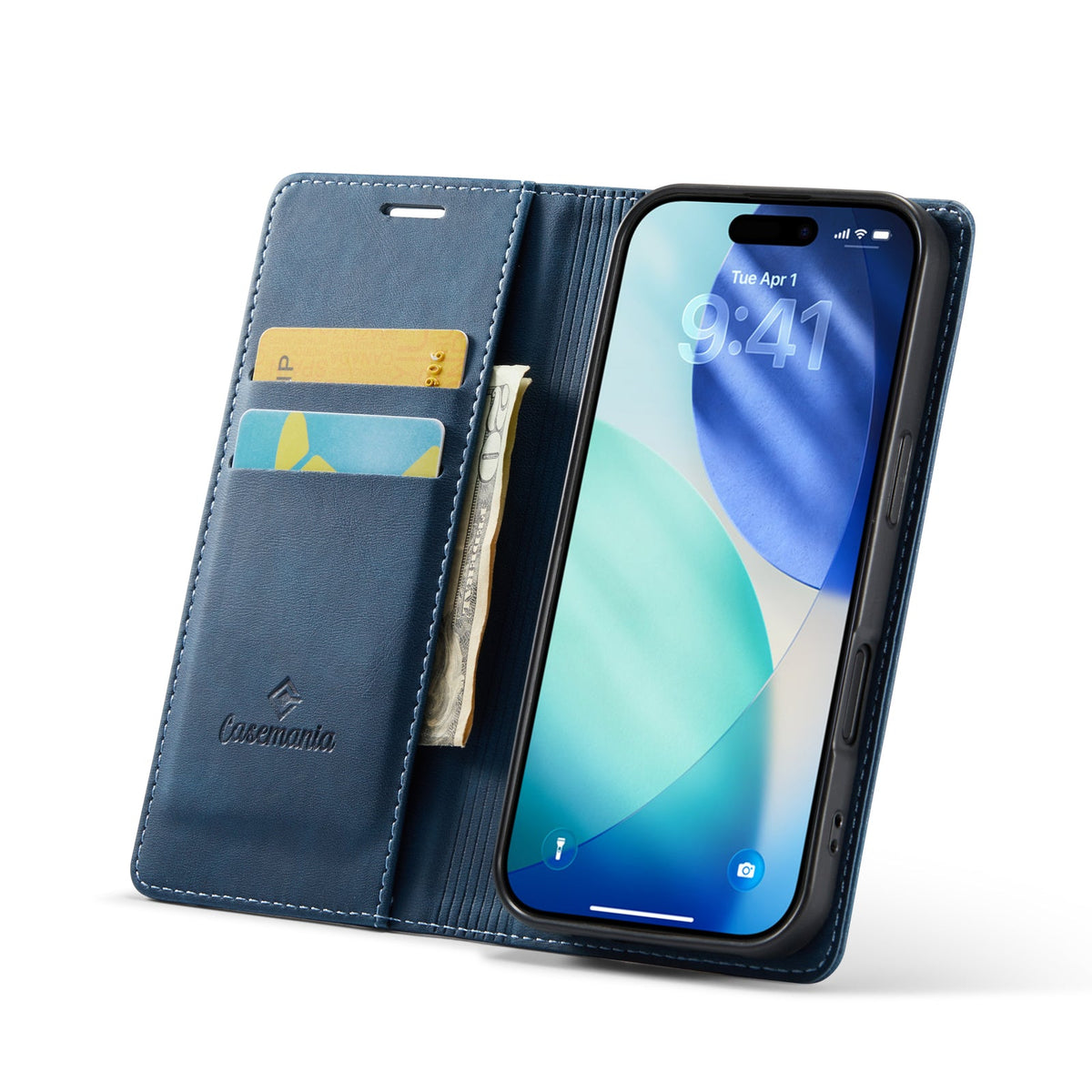 iPhone 17 Hoesje - Navy Blue - Dunne Bookcase