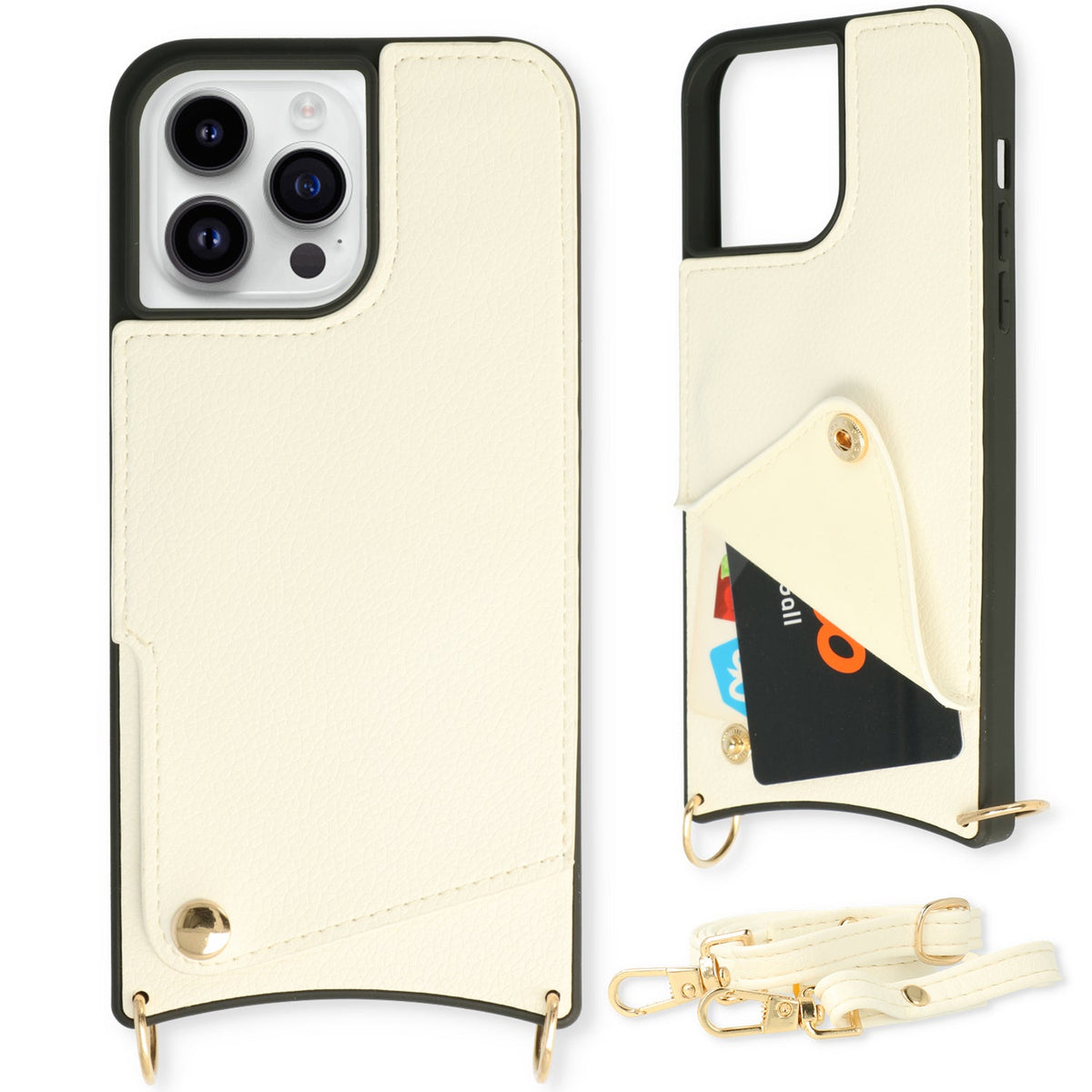 Apple iPhone 11 Pro Hoesje - Wit - Back Cover met Pols Bandje en Telefoonkoord