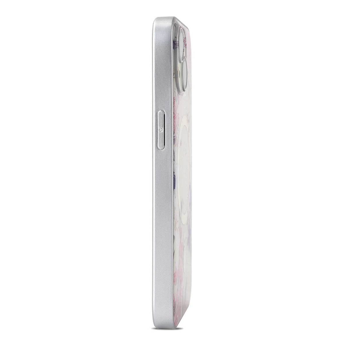 Apple iPhone 15 Hülle - Rosa - Blumen-Glitzer-MagSafe-Backcover