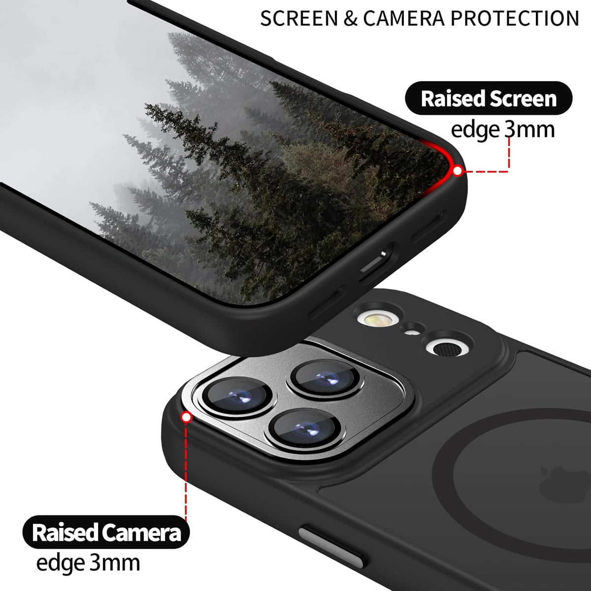 Apple iPhone 18 Pro Max Case - Black - Matte Armor MagSafe Back Cover