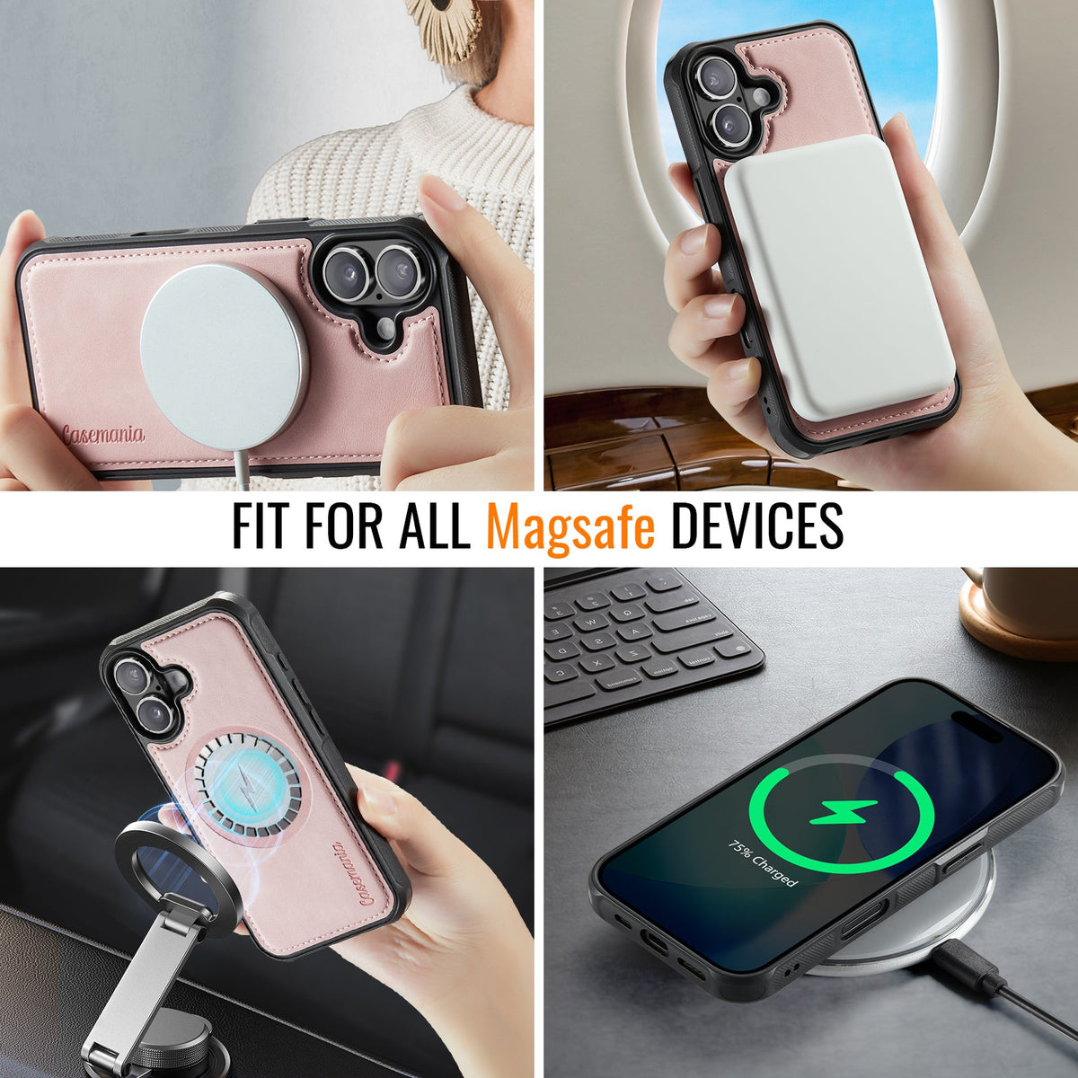 Apple iPhone 17 Case - Pale Pink - MagSafe Back Cover with Card Holder