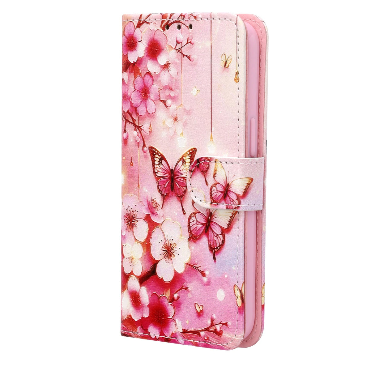 Samsung Galaxy A26 Hoesje - Roze Bloemen & Vlinders - Print Bookcase