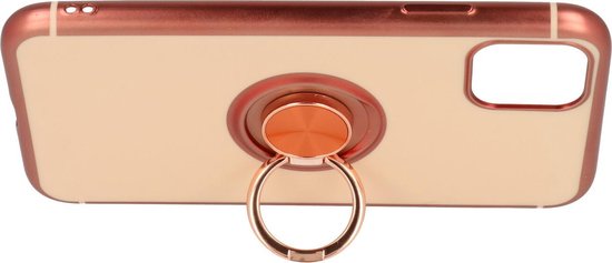 Apple iPhone 12 Pro Max Hoesje - Roségoud - Siliconen Ring Kickstand Back Cover