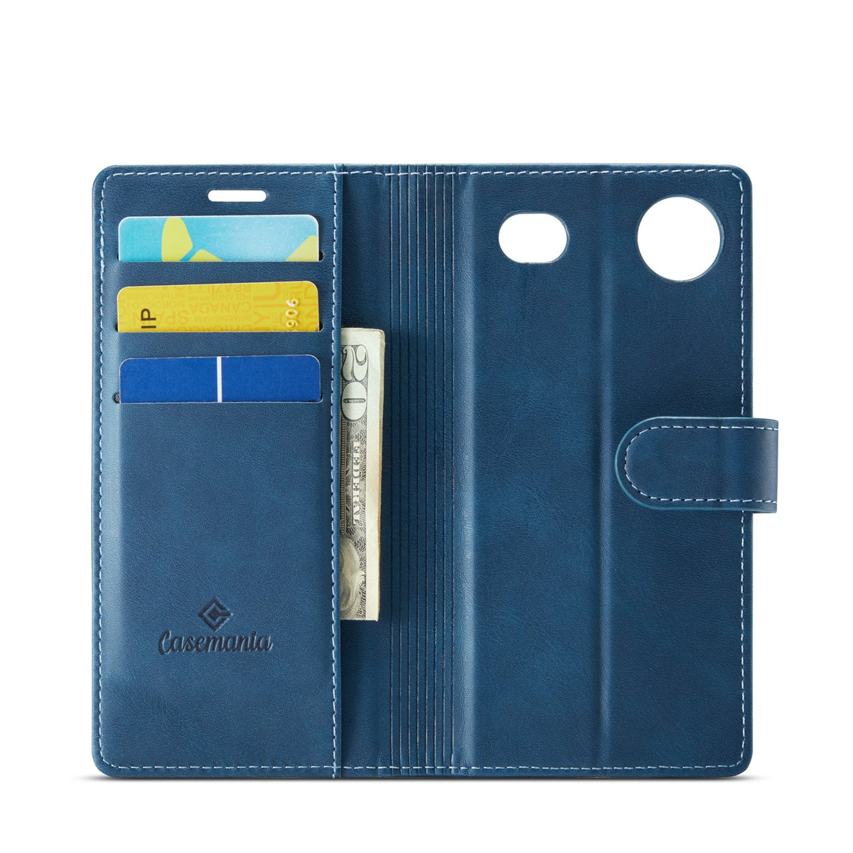 Apple iPhone Air Hülle - Navy Blue - Luxus-2-in-1-MagSafe-Klapphülle mit Kartenfach