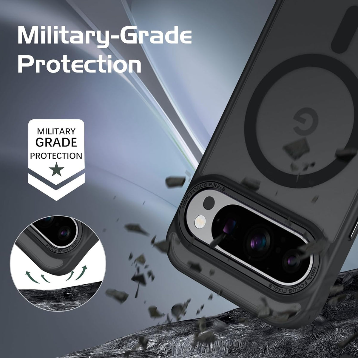 Google Pixel 9 Hoesje - Zwart - Matte Armor MagSafe Back Cover