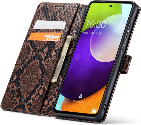 Samsung Galaxy A52 / A52S Hoesje - Bruin - Slangen Bookcase