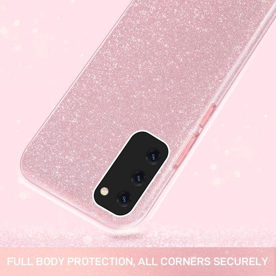 Samsung Galaxy A03 Hoesje - Roze - Glitter Back Cover