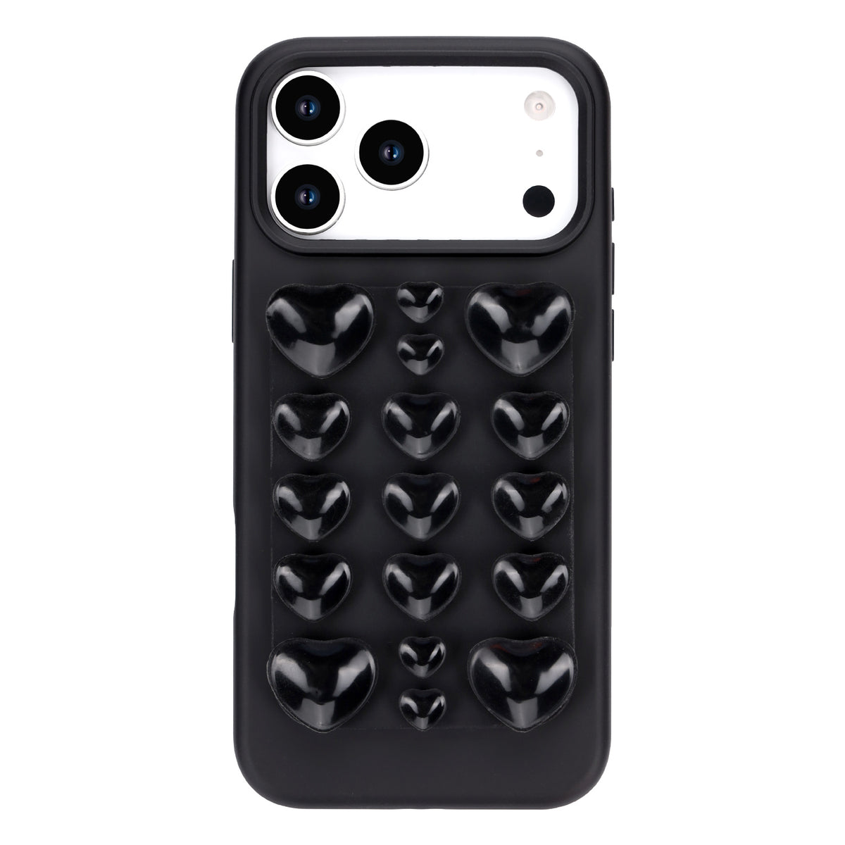 Apple iPhone 17 Pro Hoesje - Zwart - Siliconen Back Cover met Afneembare Hartjes Zuignappen