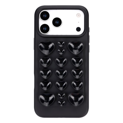 Apple iPhone 18 Pro Hoesje - Zwart - Siliconen Back Cover met Afneembare Hartjes Zuignappen