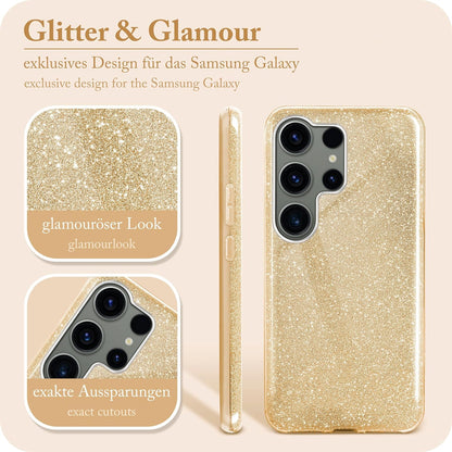 Samsung Galaxy S24 Ultra Hoesje - Goud - Glitter Back Cover