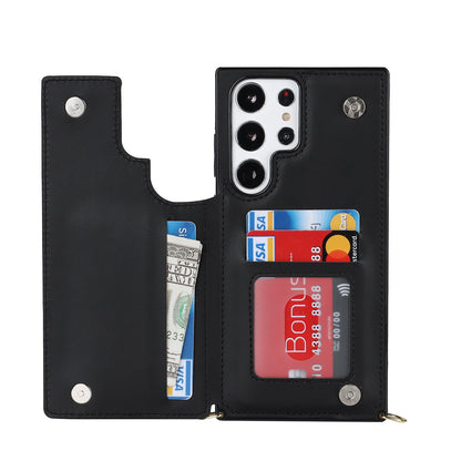 Samsung Galaxy S24 Ultra Hoesje - Zwart - Luxe Back Cover met Telefoonkoord en Rits