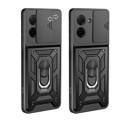 Xiaomi Poco C71 Case - Black - Hybrid Armor Kickstand Back Cover with Camera Protection
