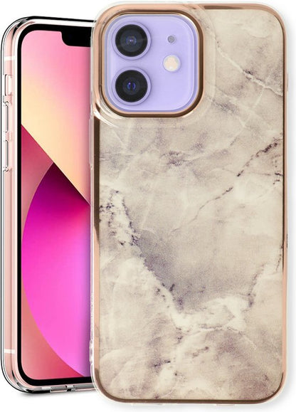 Coque iPhone 12/12 Pro - Pierre - Étui arrière en silicone marbre