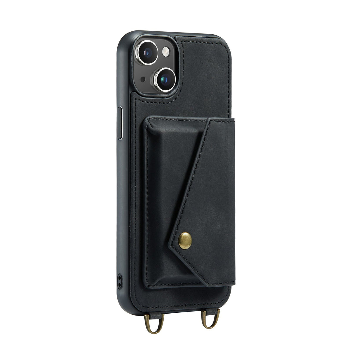Apple iPhone 15 Plus Case - Charcoal Gray - Luxury Back Cover with Phone Strap