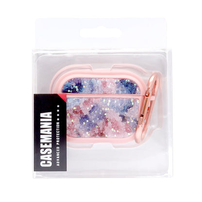 Apple AirPods Pro 2 / Pro Hoesje - Diamant Marmer Glitter met Ring - Roze