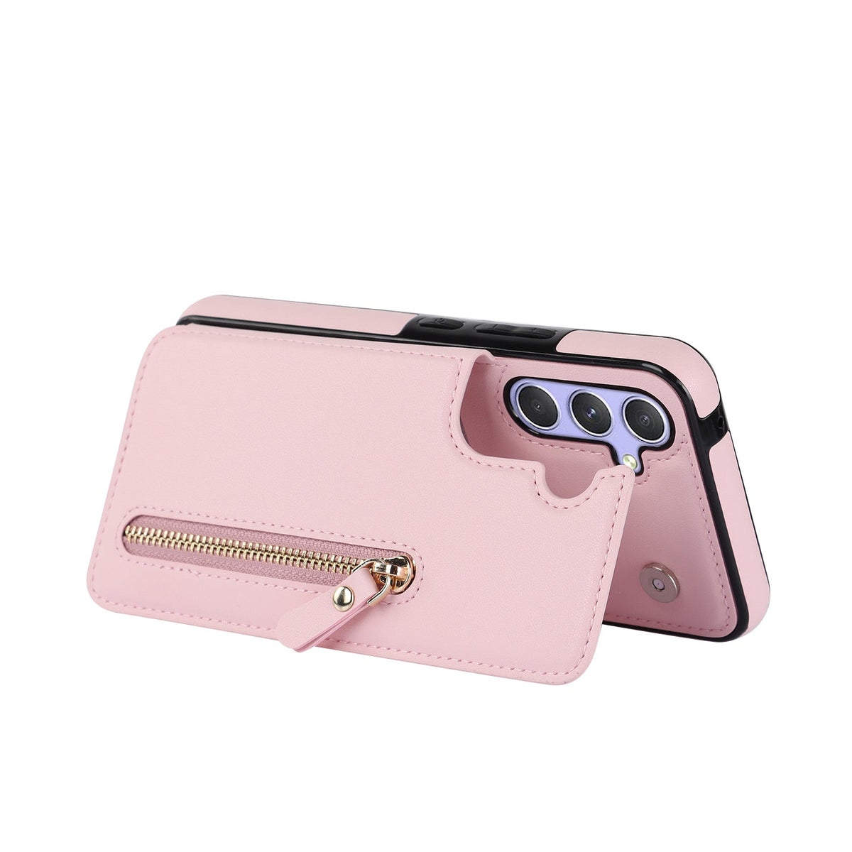 Samsung Galaxy A15 5G Hoesje - Roze - Luxe Back Cover met Telefoonkoord en Rits