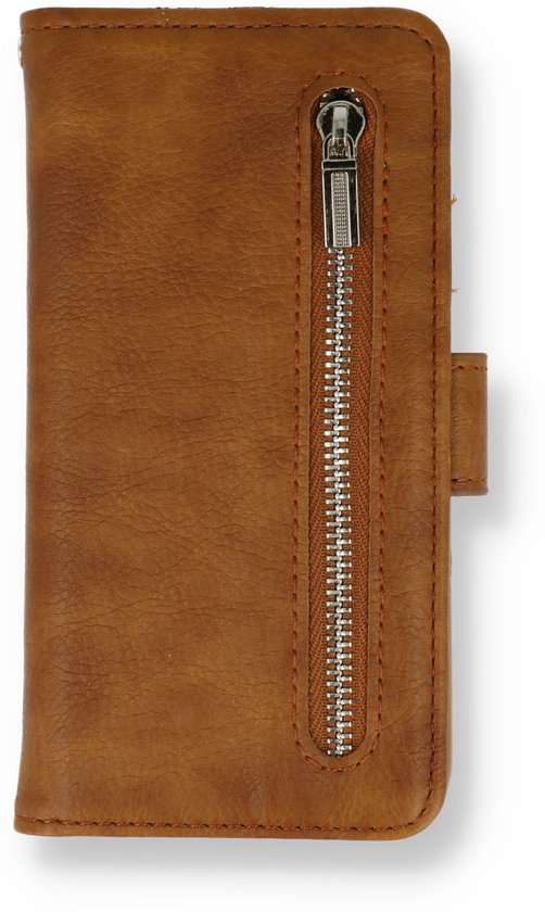 Samsung Galaxy S22 Plus Hoesje - Bruin - Luxe Bookcase met Rits