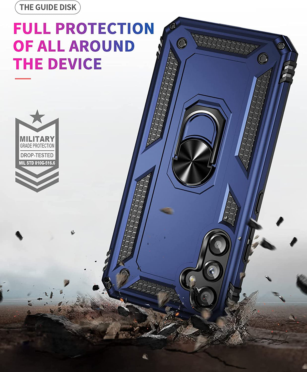 Samsung Galaxy A54 5G Hoesje - Blauw - Armor Kickstand Back Cover