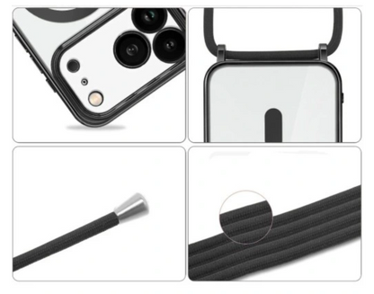 Apple iPhone 18 Pro Hoesje - Zwart - Siliconen MagSafe Back Cover met Telefoonkoord