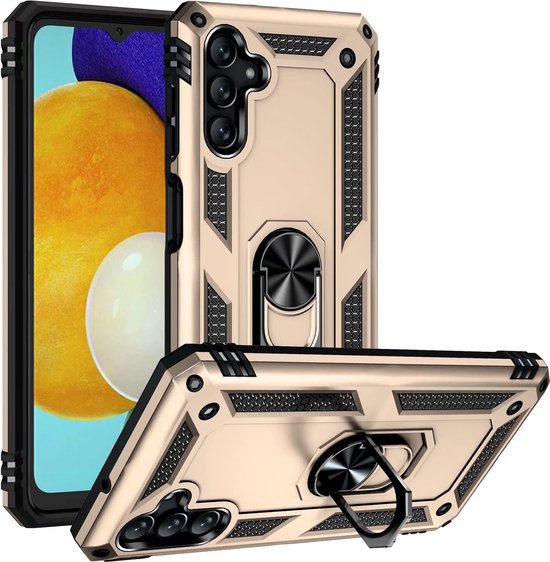 Samsung Galaxy M23 Hoesje - Goud - Armor Kickstand Back Cover