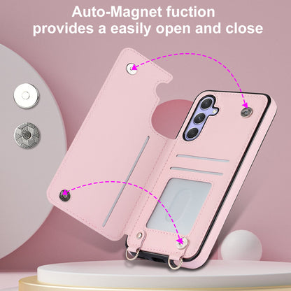 Samsung Galaxy A14 4G Hoesje - Roze - Luxe Back Cover met Telefoonkoord en Rits
