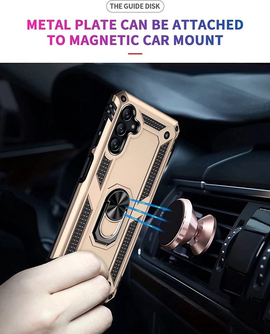Samsung Galaxy M23 Hoesje - Goud - Armor Kickstand Back Cover