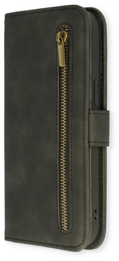 Samsung Galaxy S23 Plus Hoesje - Charcoal Gray - Luxe Bookcase met Rits