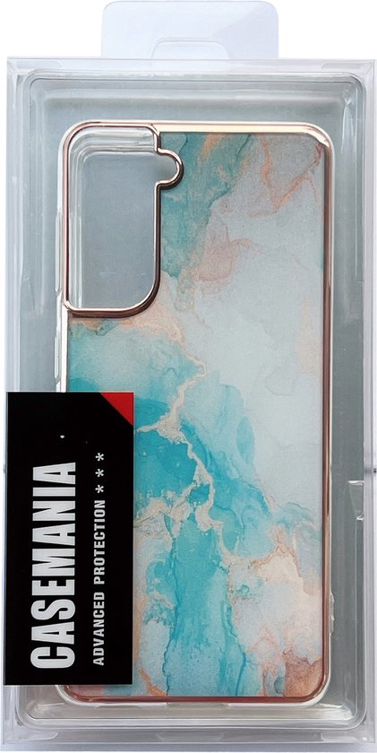 Samsung Galaxy S23 Hoesje - Aqua - Siliconen Marmer Back Cover
