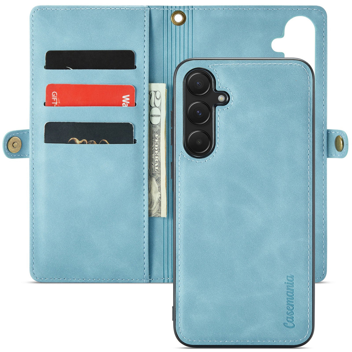 Samsung Galaxy S26 Hülle - Aqua Blau - 2-in-1 Bookcase mit 10 Kartenfächern