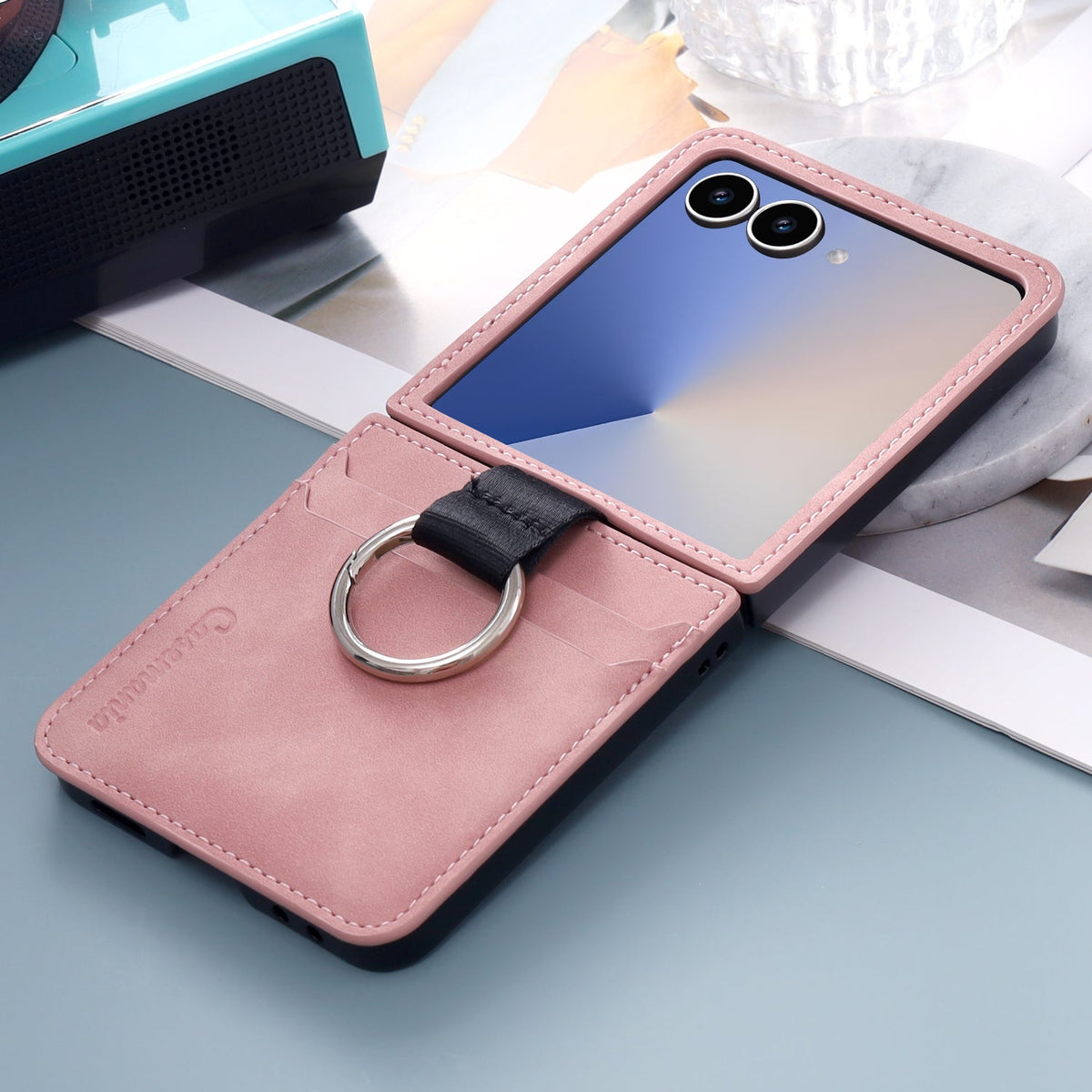 Samsung Galaxy Z Flip 7 Case - Pale Pink - Ring Kickstand Back Cover