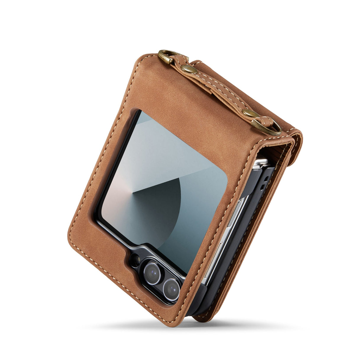 Samsung Galaxy Z Flip 7 FE Case - Sienna Brown - Wallet Case with Phone Strap