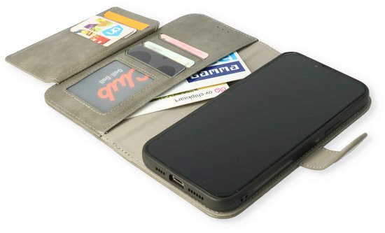 Apple iPhone 11 Hoesje - Grijs - 2 in 1 Bookcase met 10 Kaart Vakken