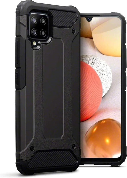 Samsung Galaxy A12 Hoesje - Zwart - Armor Kickstand Back Cover