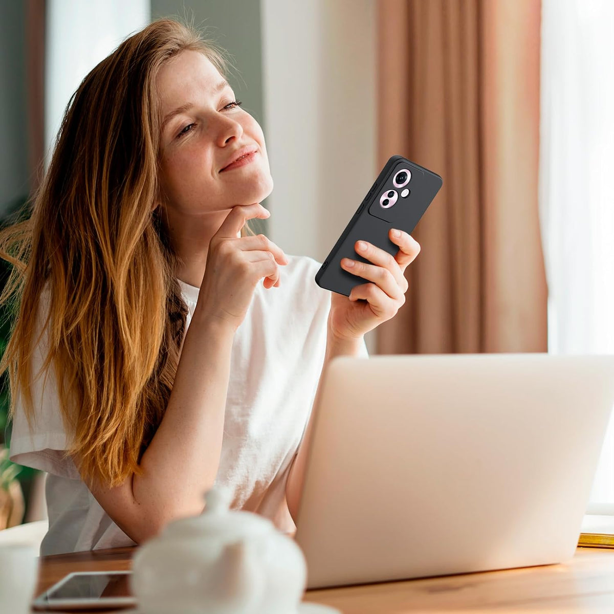 Oppo Reno 11F Case - Black - Liquid Silicone Back Cover