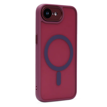 Apple iPhone 17e Hoesje - Bordeaux met Pols Bandje - Matte Armor MagSafe Back Cover met Telefoonkoord