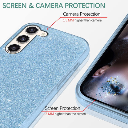 Samsung Galaxy S24 Plus Hoesje - Blauw - Glitter Back Cover