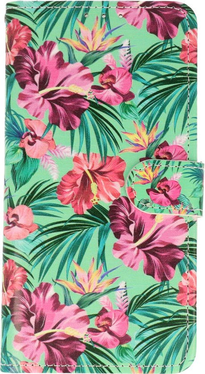 Oppo A96 Hoesje - Tropische Bloemen - Print Bookcase