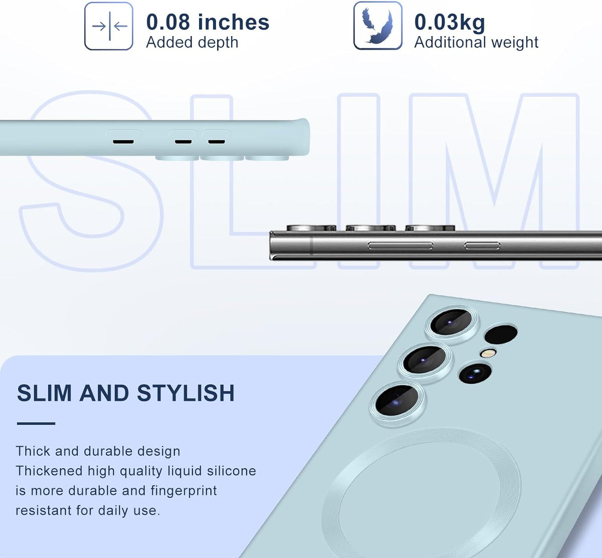 Coque Samsung Galaxy S24 Ultra - Bleu clair - Étui arrière en silicone mat MagSafe
