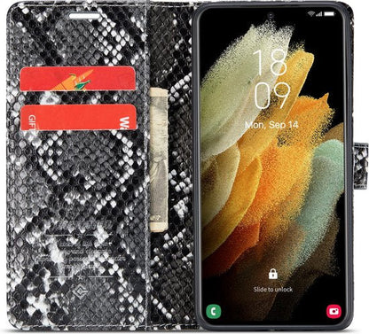 Samsung Galaxy S21 Hoesje - Zwart - Snake Bookcase
