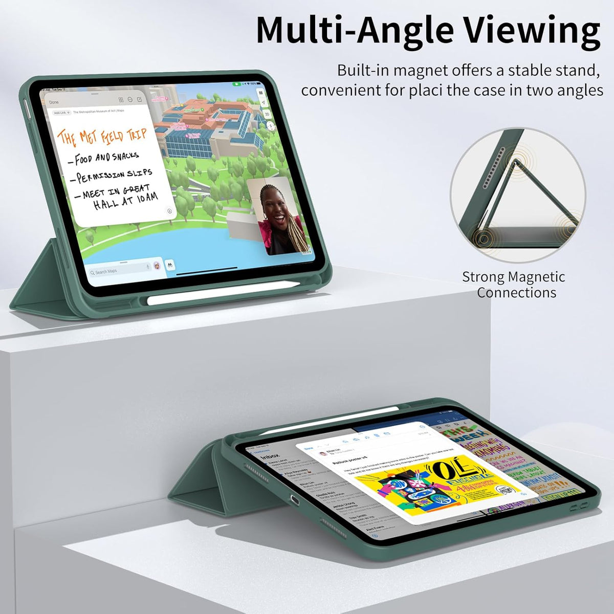 iPad A16 Tablethoes - Groen - Pen Slot Smart Cover