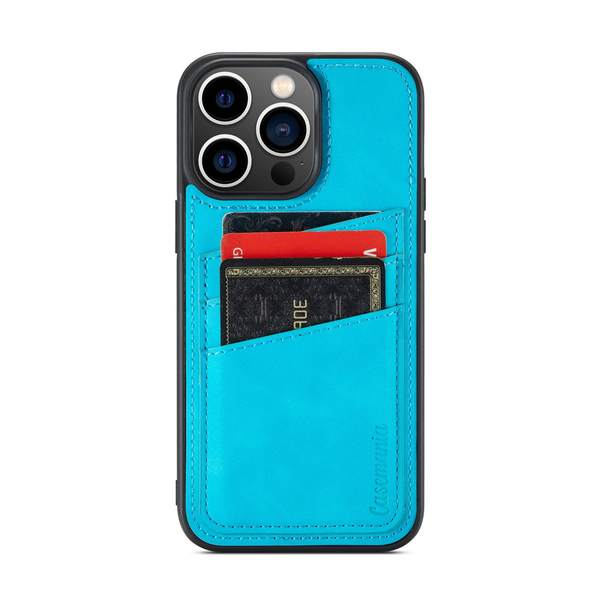 Apple iPhone 14 Pro Max Hoesje - Azure Blue - Back Cover met Pasjeshouder