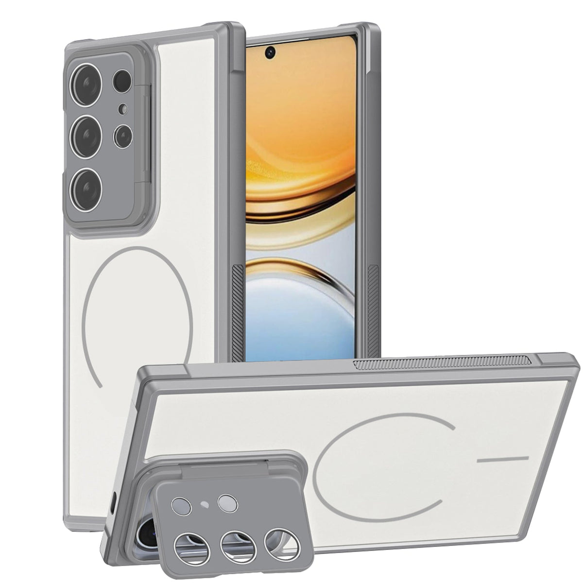 Samsung Galaxy S26 Ultra Case - Grey - Matte Armour MagSafe Back Cover with Kickstand