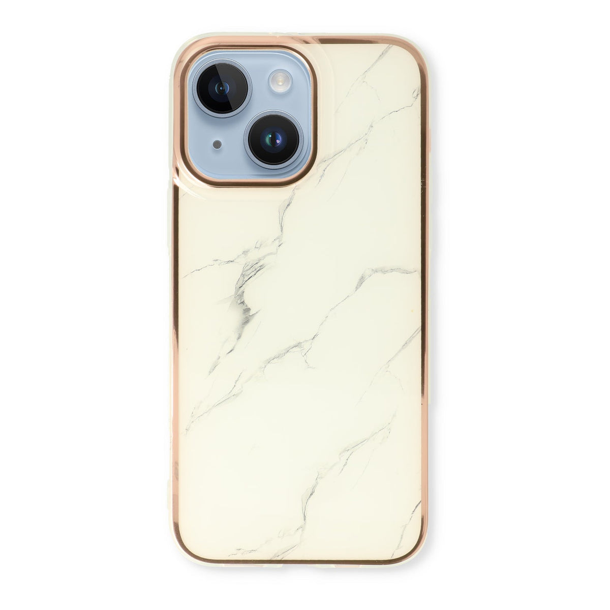 Apple iPhone 15 Plus Hoesje - Wit - Siliconen Marmer Back Cover