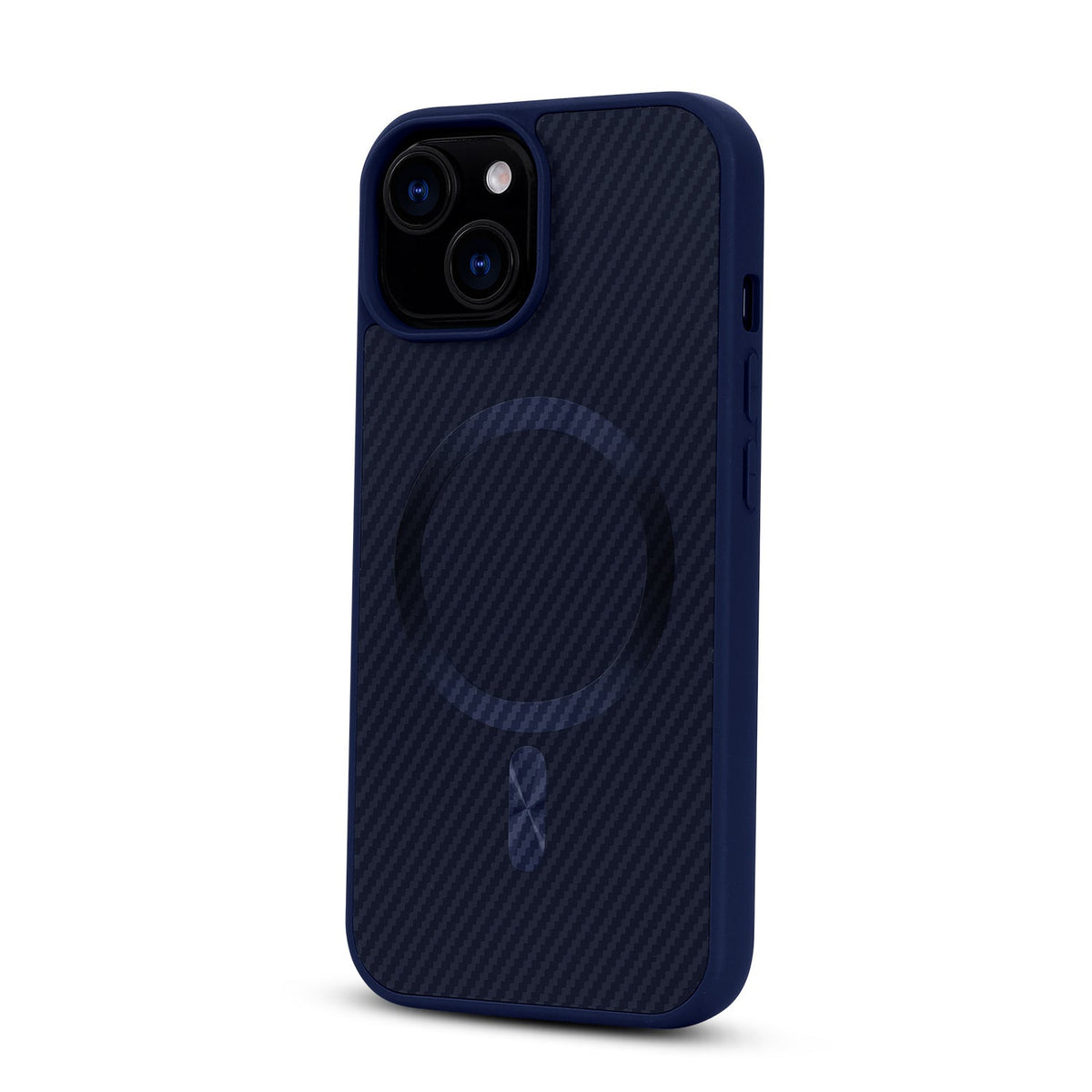 Apple iPhone 14 Hoesje - Blauw - Carbon MagSafe Back Cover