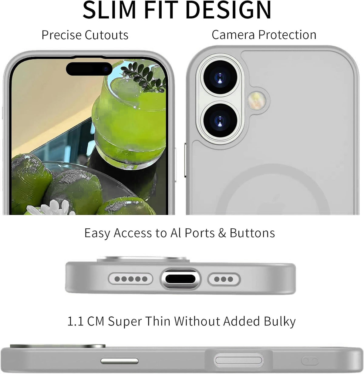 Apple iPhone 16 Plus Hoesje - Grijs - Matte Armor MagSafe Back Cover
