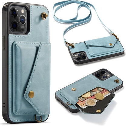 Apple iPhone 12 Pro Max Hoesje - Blauw - Luxe Back Cover met Telefoonkoord