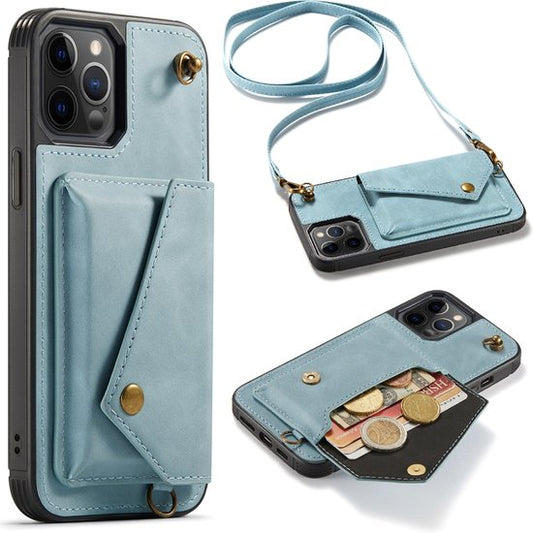 Apple iPhone 12 Pro Max Hülle - Blau - Luxus-Backcover mit Handykette