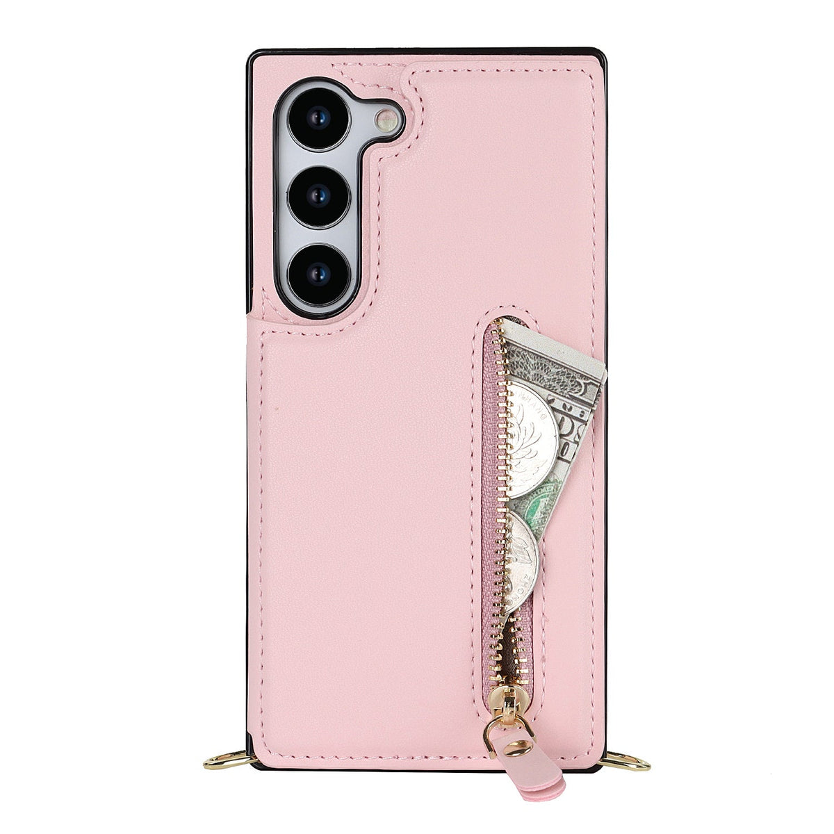 Samsung Galaxy S24 Plus Hoesje - Roze - Luxe Back Cover met Telefoonkoord en Rits