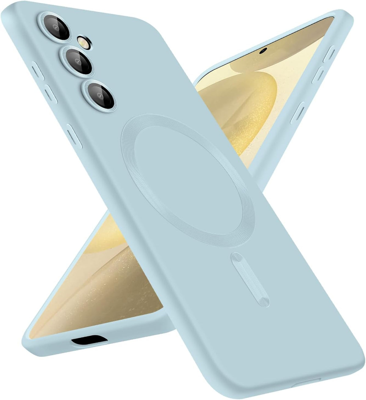 Coque Samsung Galaxy S24 - Bleu clair - Étui arrière en silicone mat compatible MagSafe